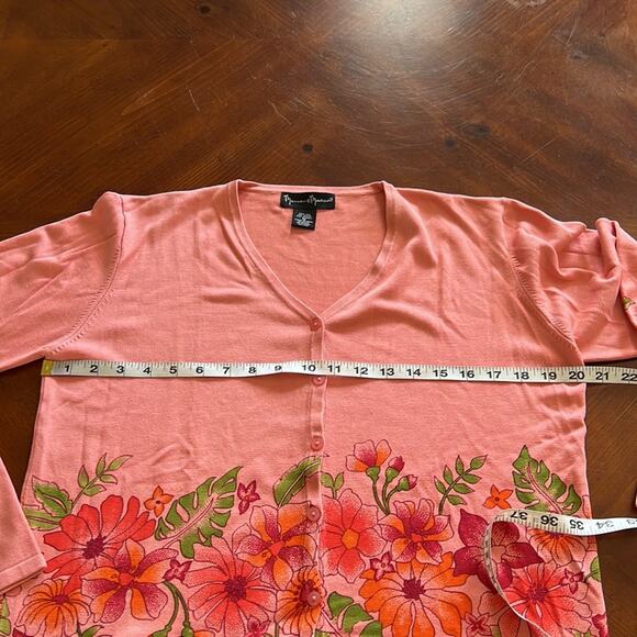 Mercer & Madison Peachy Pink Floral Print Cardigan Sweater Woman Size Medium - Picture 7 of 8
